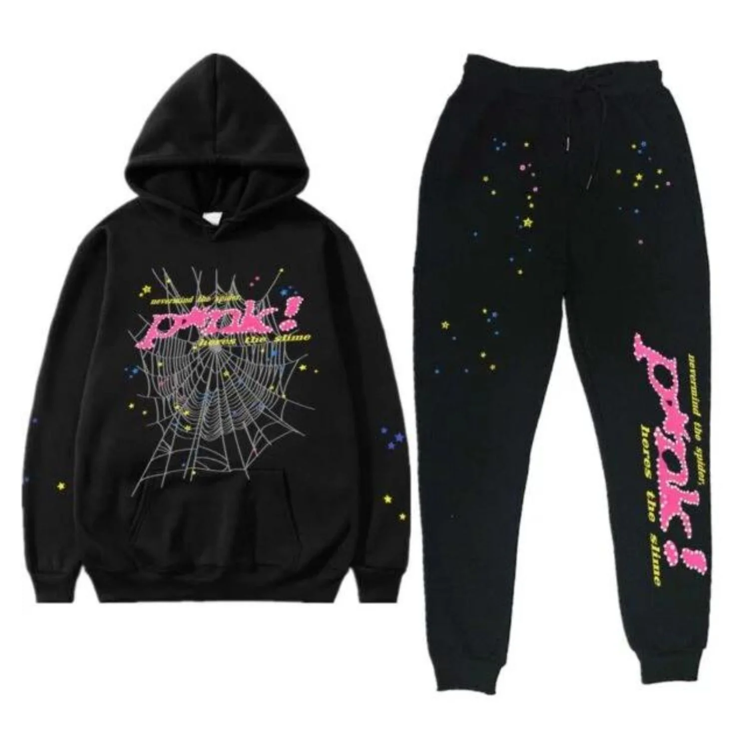 Sp5der P*NK Sweatsuit Black