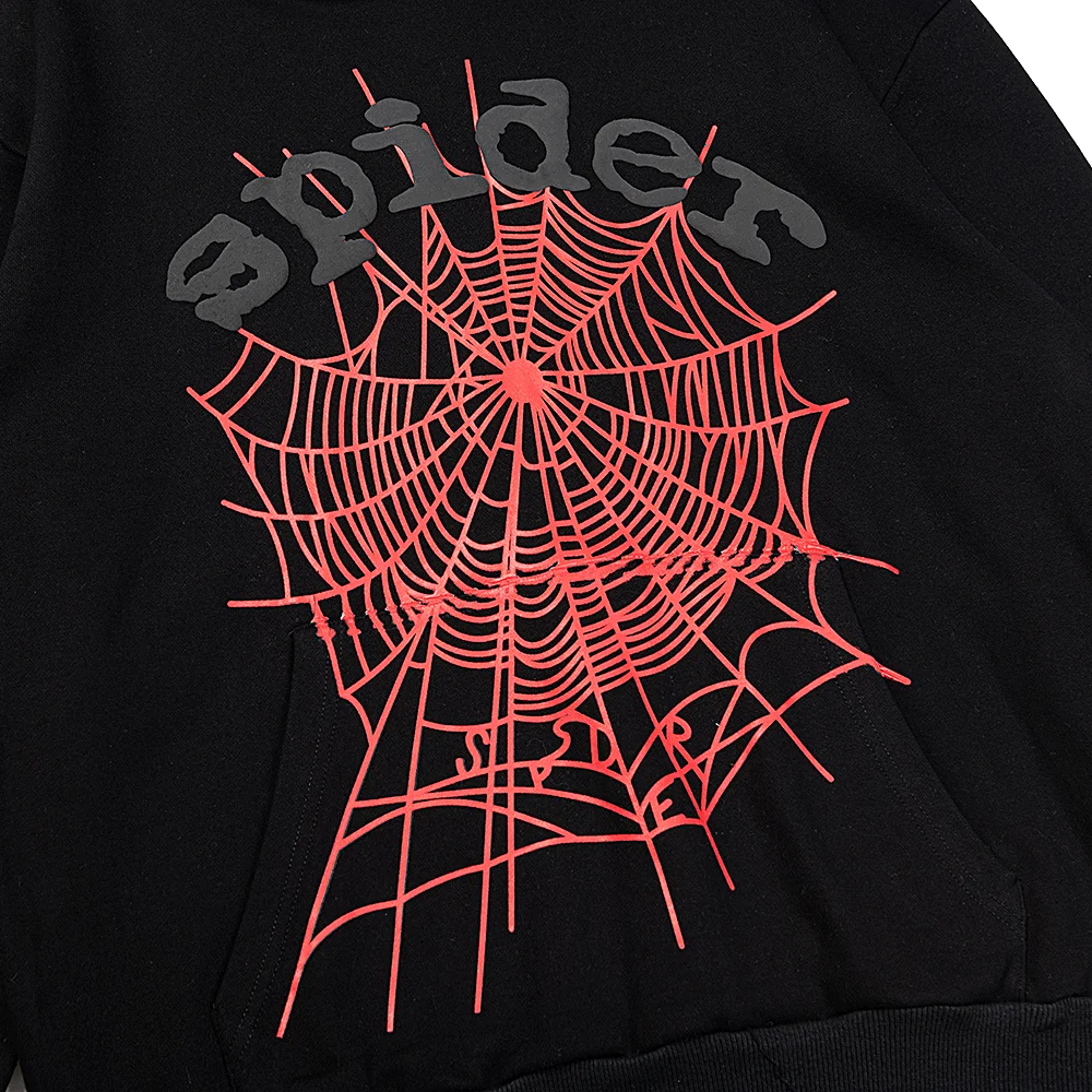 Sp5der hoodie black-red back close